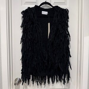 Black Fringe Knit Vest